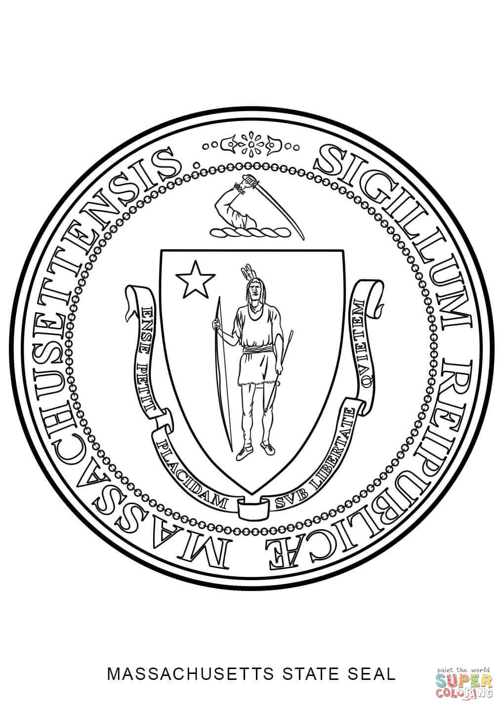 Massachusetts State Seal Coloring Page