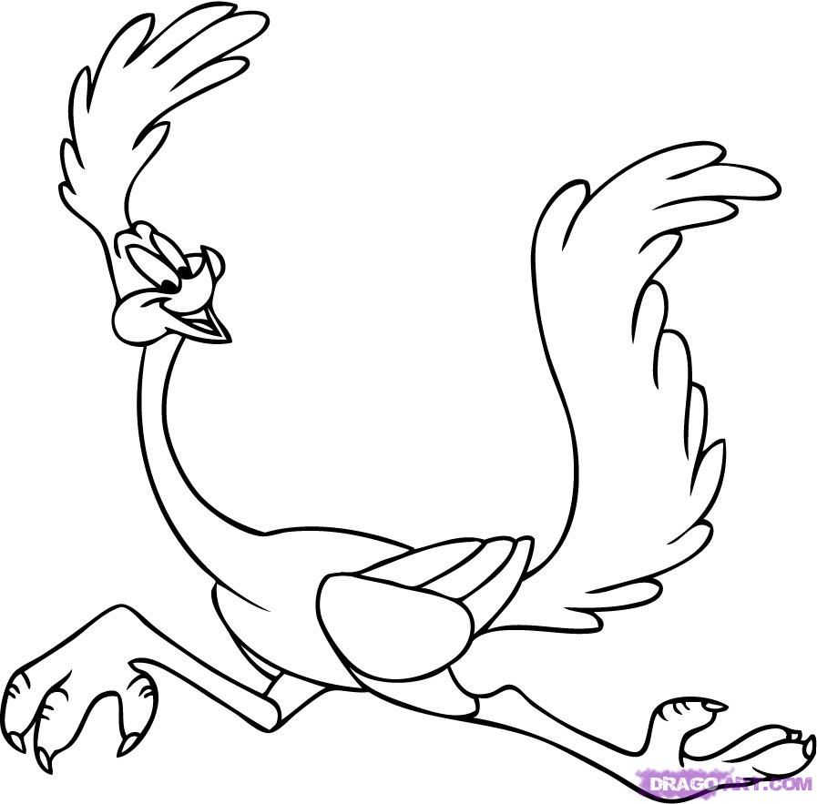how to draw road runner step 6 | Cartoon coloring pages ...