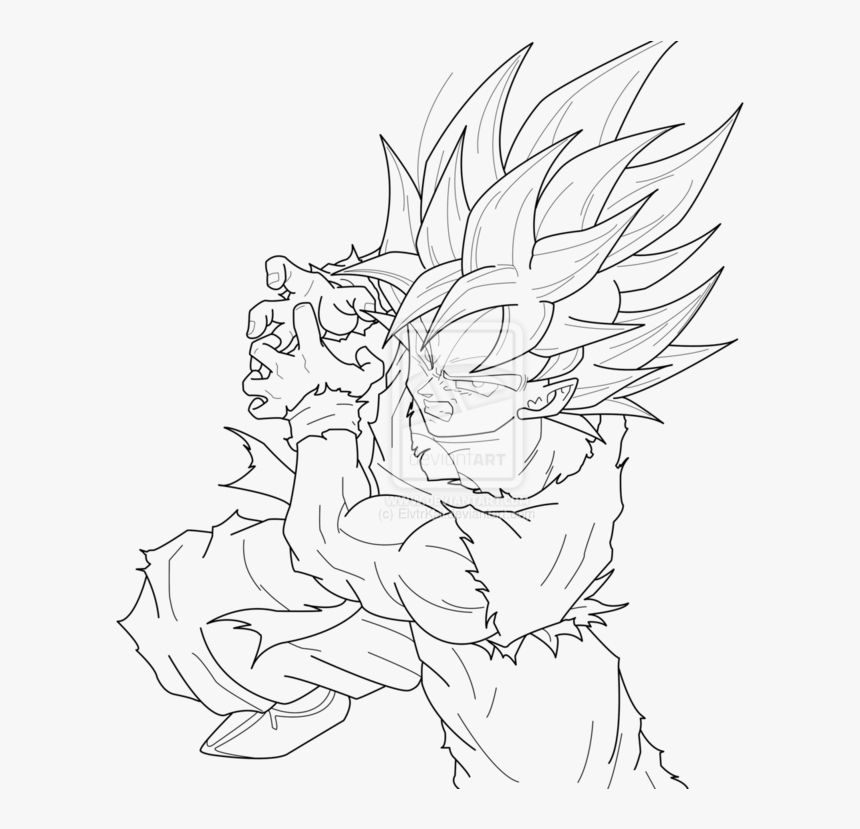 Goku Kamehameha Coloring Pages - Super Saiyan Dragon Ball Z Drawings, HD  Png Download - kindpng