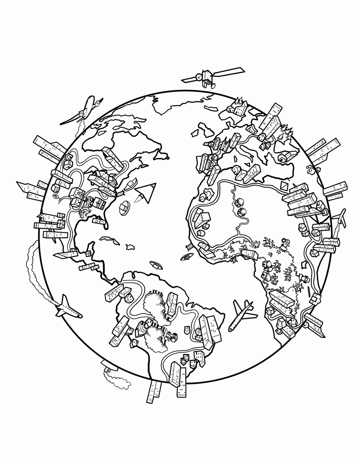 Map Of The World Coloring Page For