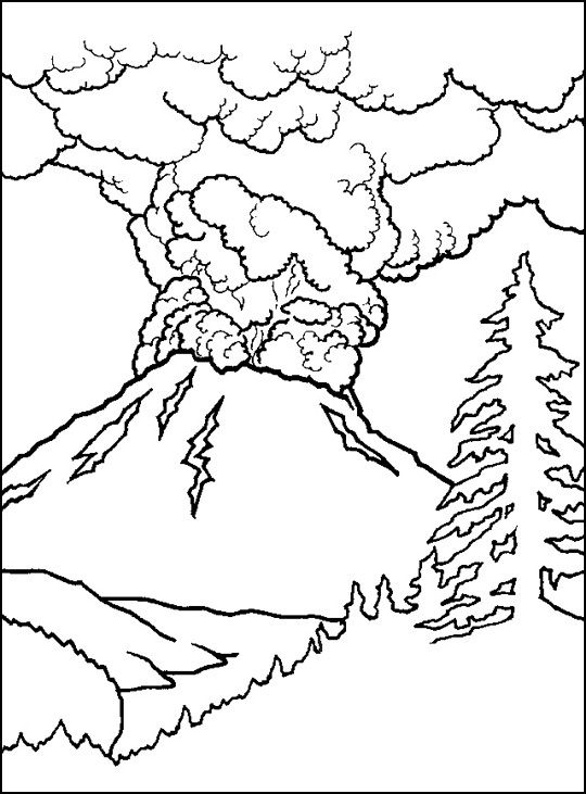 Active volcano coloring sheet--- could go with my mouth is a volcano  lesson! ( : | Coloring pages, Cool coloring pages, Volcano projects
