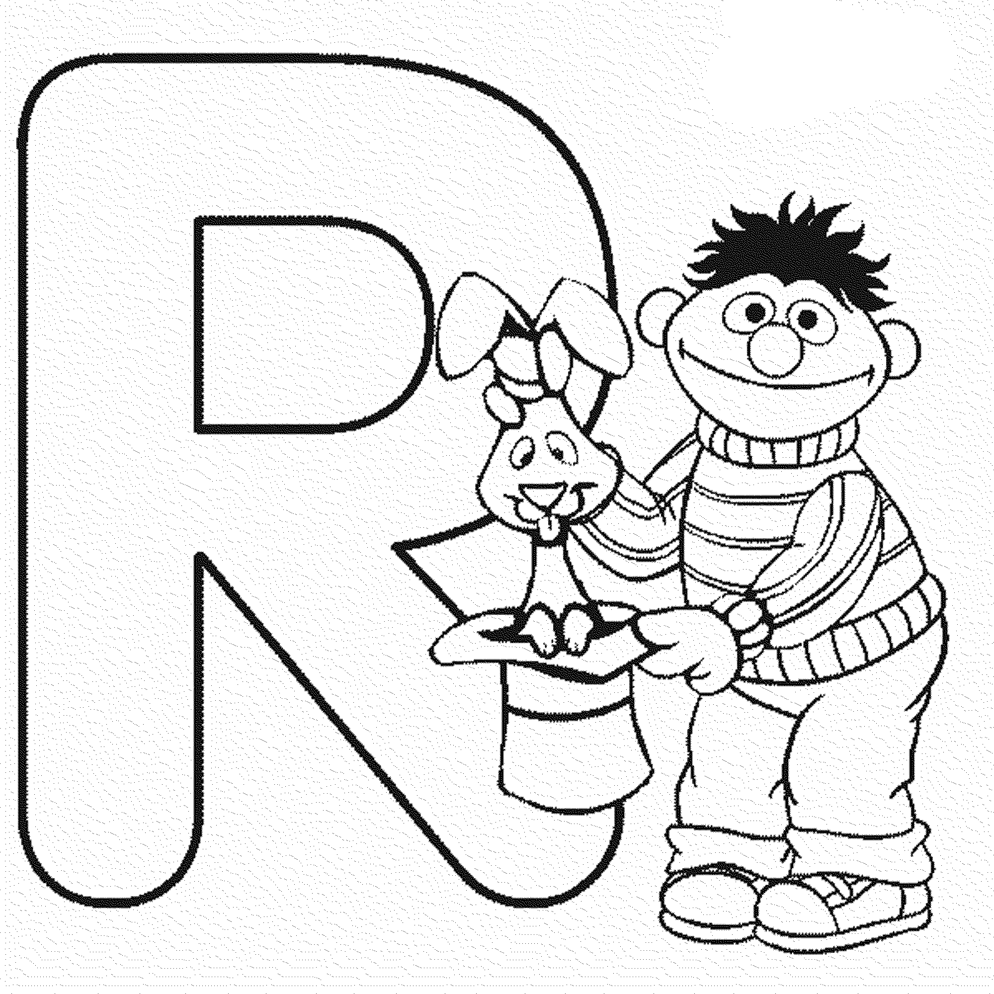 Rabbit - Letter R - Sesame Street Alphabet Coloring Page