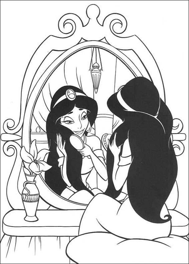 Jasmine And Aladdin Coloring Pages | Coloring