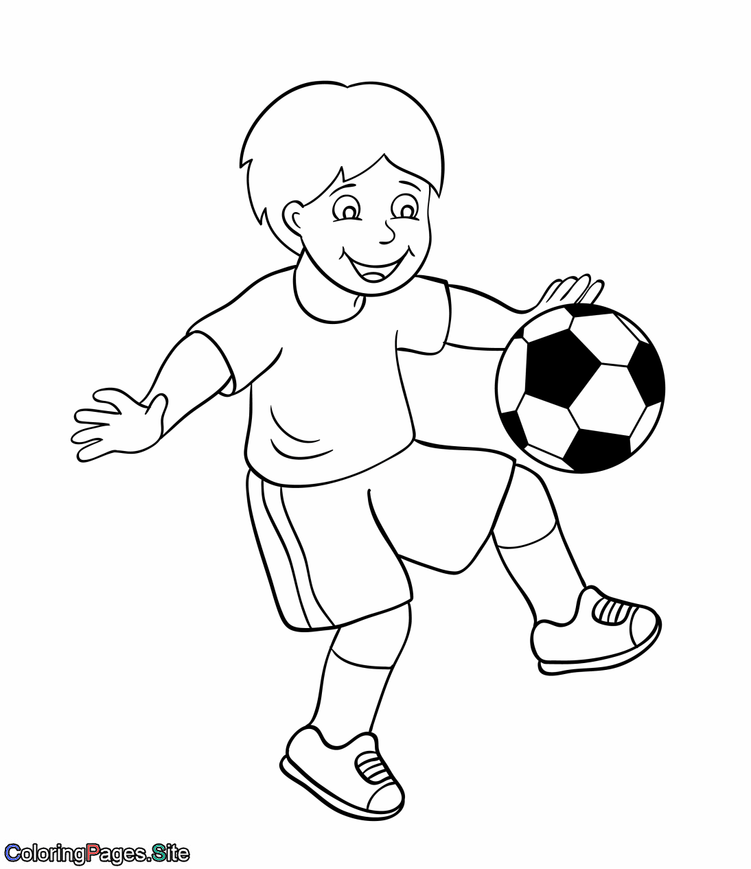 Boy bounces a soccer ball coloring page
