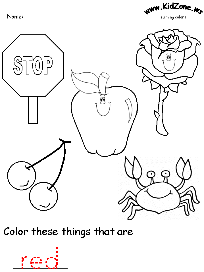 Color Red Worksheets For Toddlers - Coloring Home