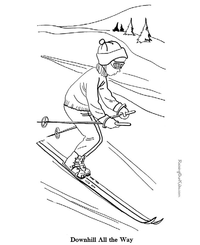 Snow ski color page to print 018