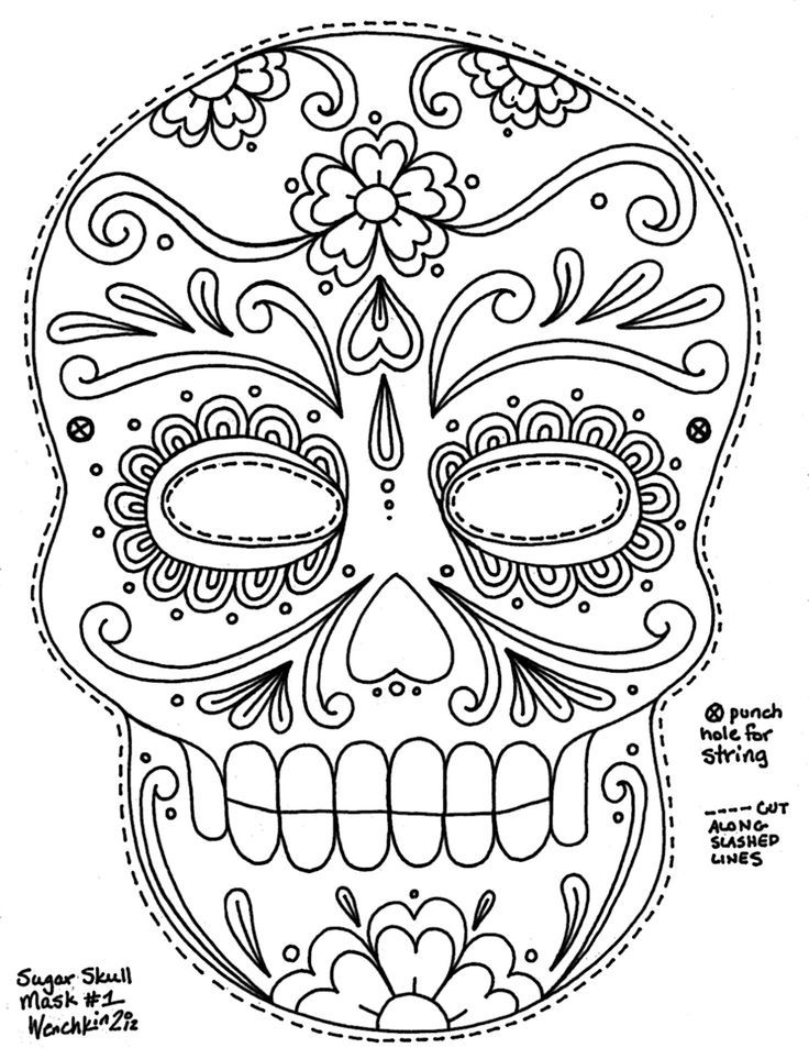 Sugar Skull Templates - Coloring Pages for Kids and for Adults