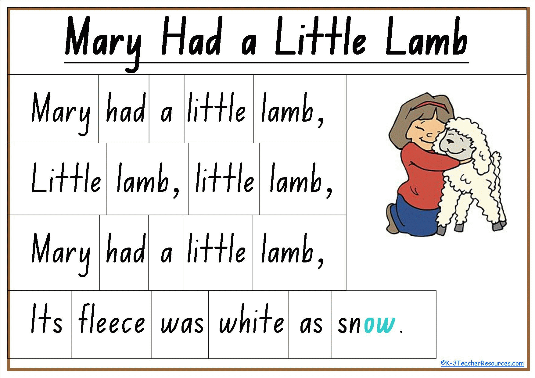 Mary Had A Little Lamb Coloring Page Coloring Home