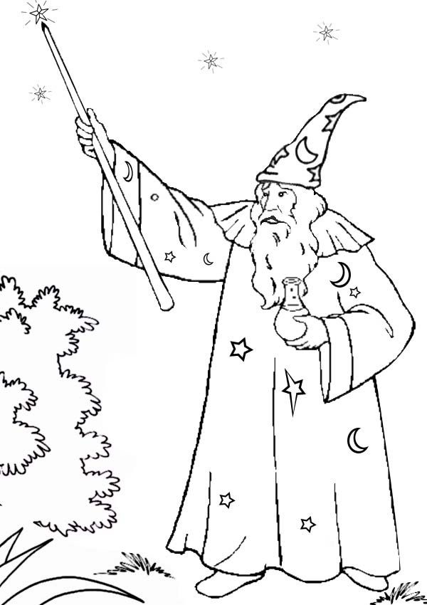 Magic Wand of Merlin the Wizard Coloring Pages: Magic Wand of ...
