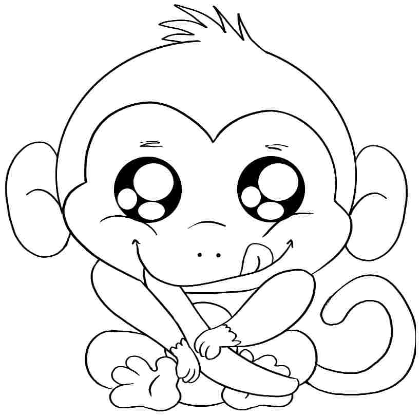 7 Pics of Animal Baby Monkey Coloring Page - Cute Baby Monkey ...