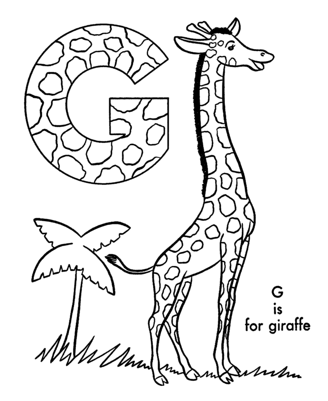 ABC Alphabet Coloring Sheets - ABC Giraffe - Animal coloring page ...