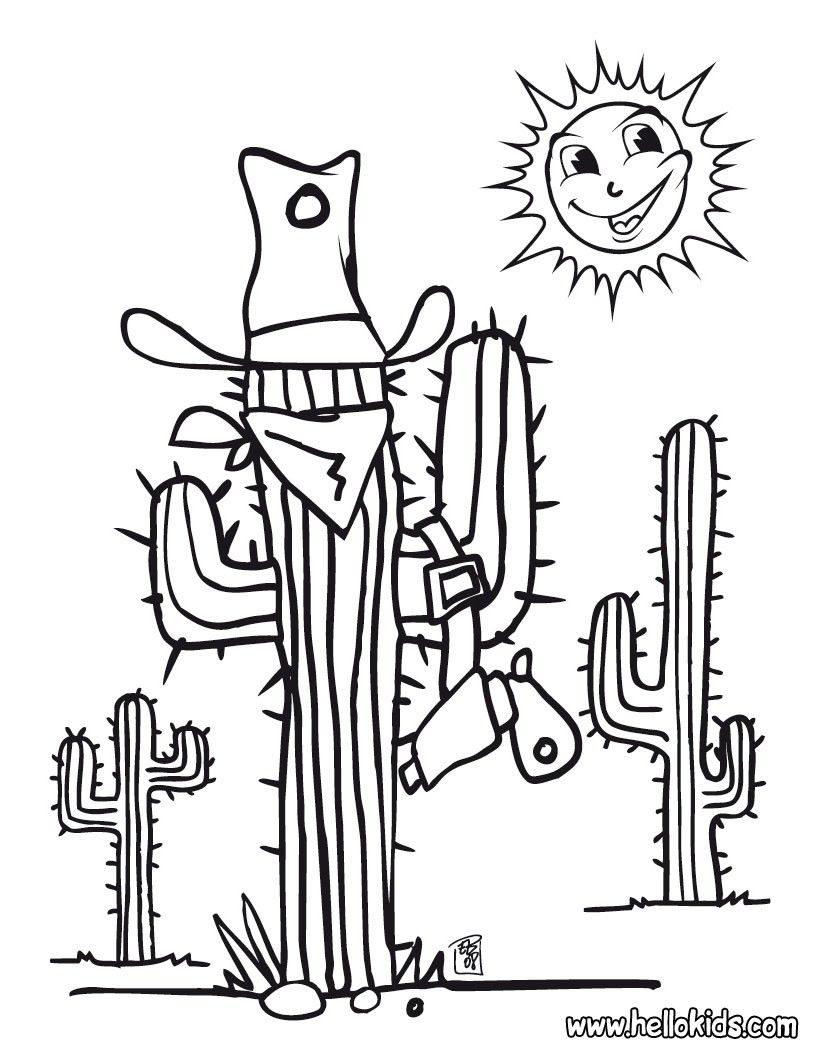 COWBOY coloring pages - Cactus