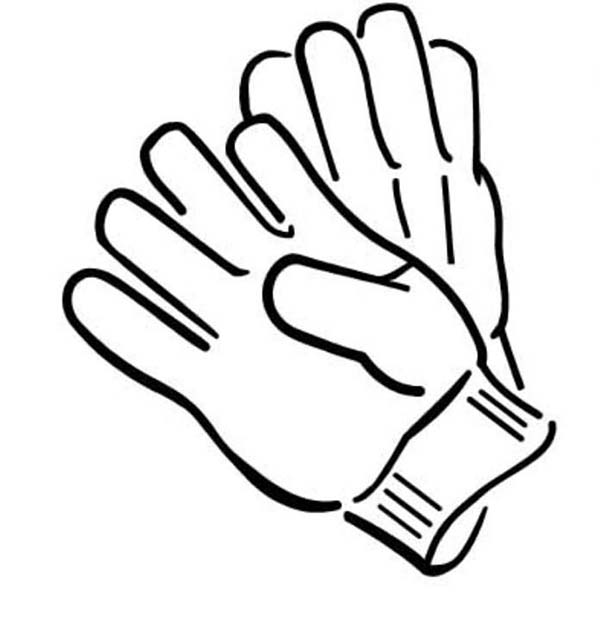 Pair Of Gloves In Winter Clothing Coloring Page : Coloring Sun