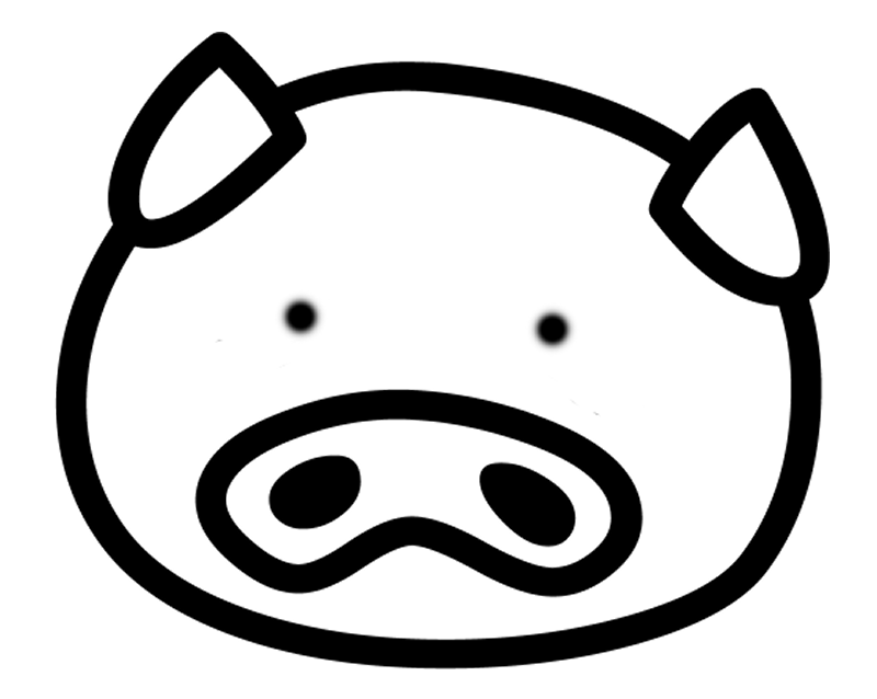 Cartoon Pig Face Outline Sketch Coloring Page