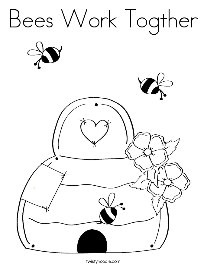 Bees Work Togther Coloring Page - Twisty Noodle