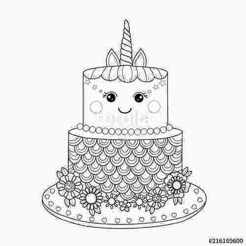 Unicorn Cake Coloring Pages Coloring Pages