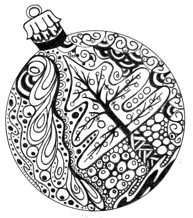 Detailed Christmas Ornament - Adult Coloring Pages Christmas - Coloring