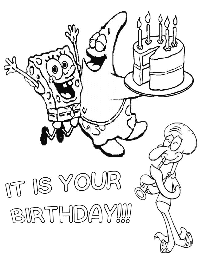 Spongebob And Friends Happy Birthday Coloring Page | H & M ...
