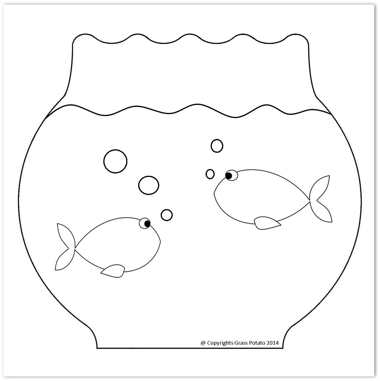 14 Pics Of Fish Bowl Outline Coloring Page - Fish Bowl Clip Art
