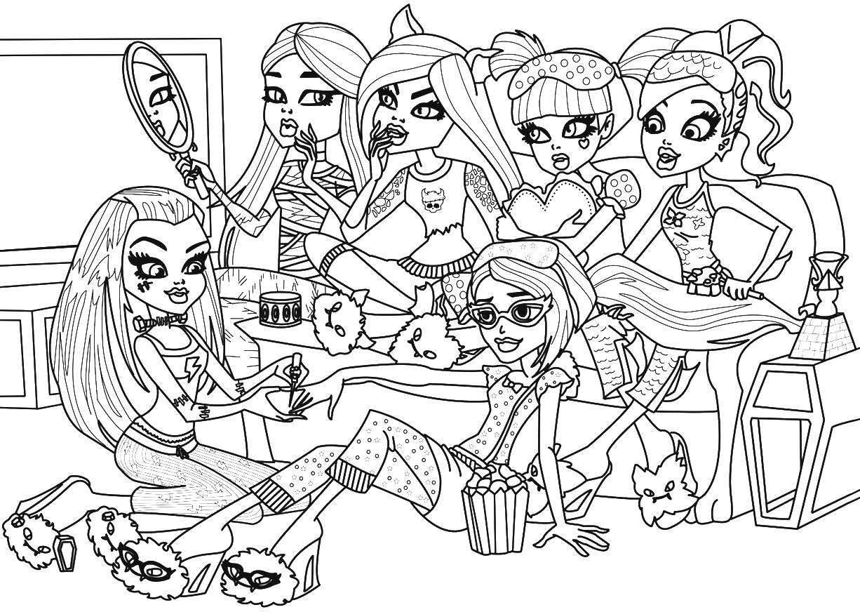 Monster High Slumber Party Coloring Sheet - Colorine.net | #8065
