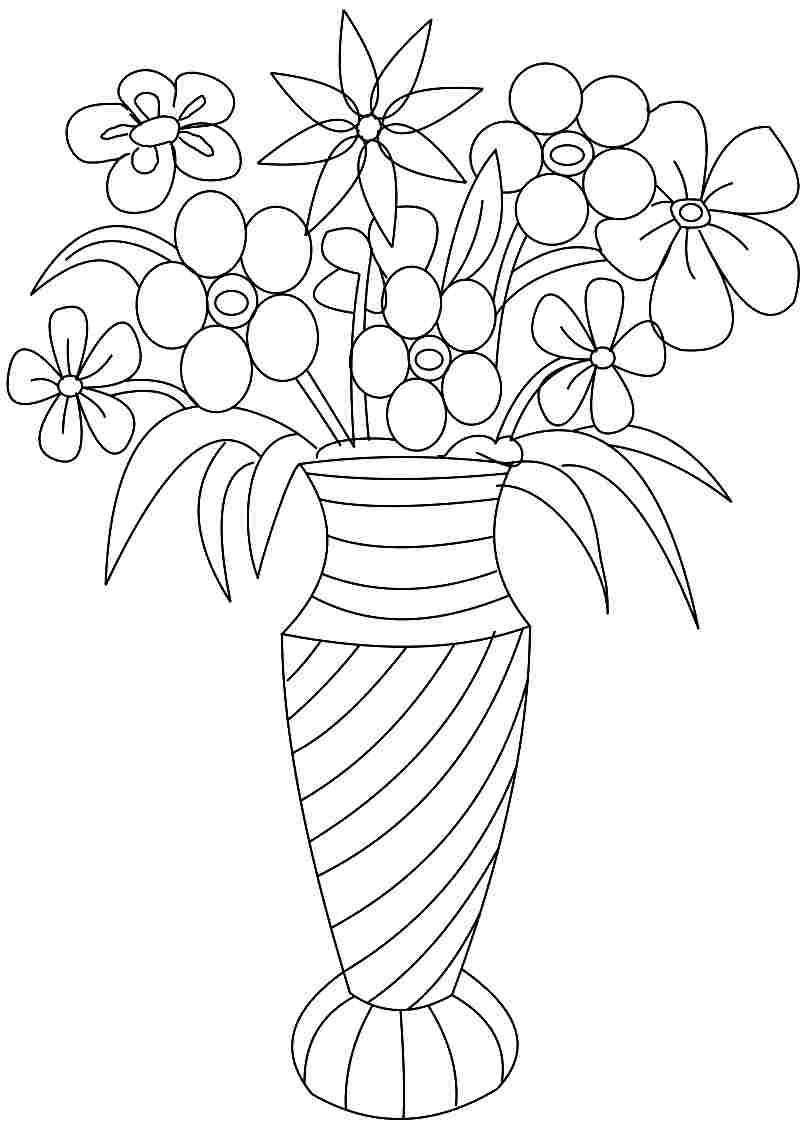 Free Flower On Vase Coloring Pages For Adults Printable ...