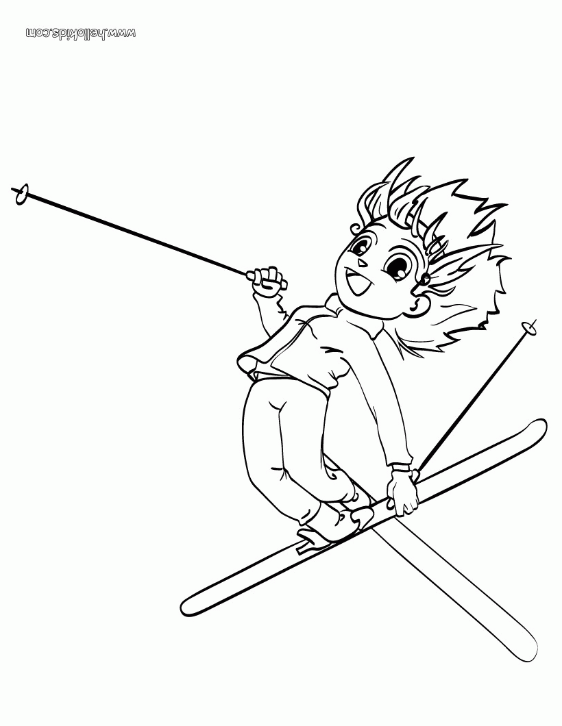 WINTER SPORT coloring pages - Skiing kid