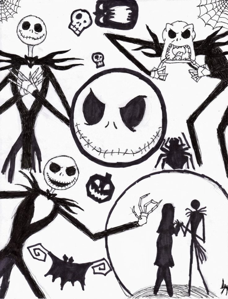 Cartoon Jack Skellington Nightmare Before Christmas Coloring Pages for Kids