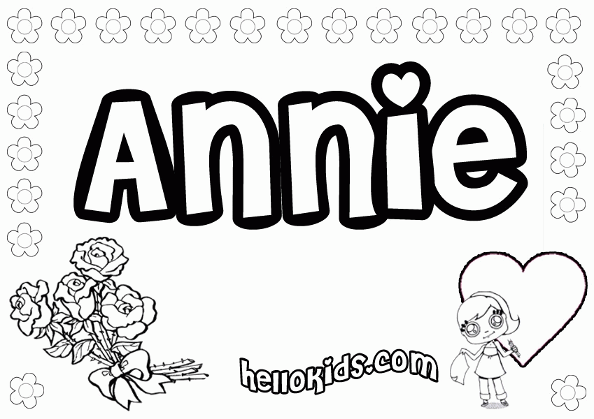 girls name coloring pages, Annie girly name to color