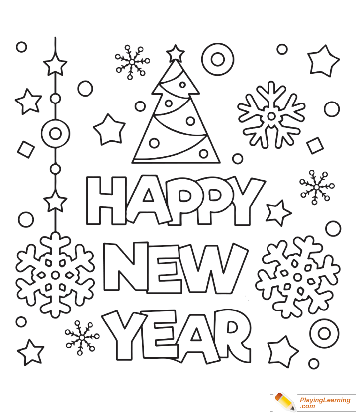 Happy New Year Coloring Page 02 | Free Happy New Year Coloring Page