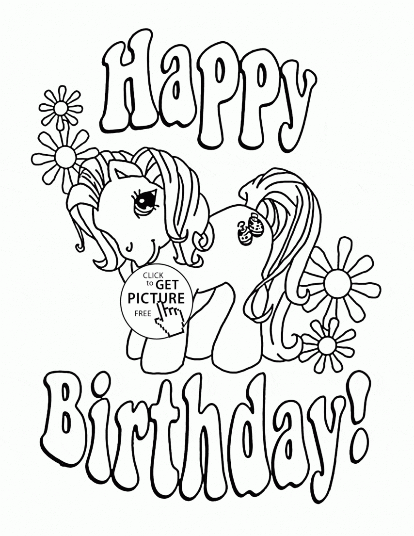 Cute Happy Birthday Printouts Coloring Pages with simple drawing