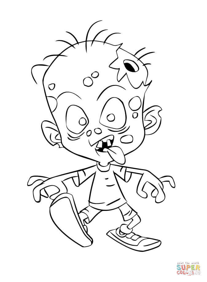 Head of Zombie coloring page | Free Printable Coloring Pages