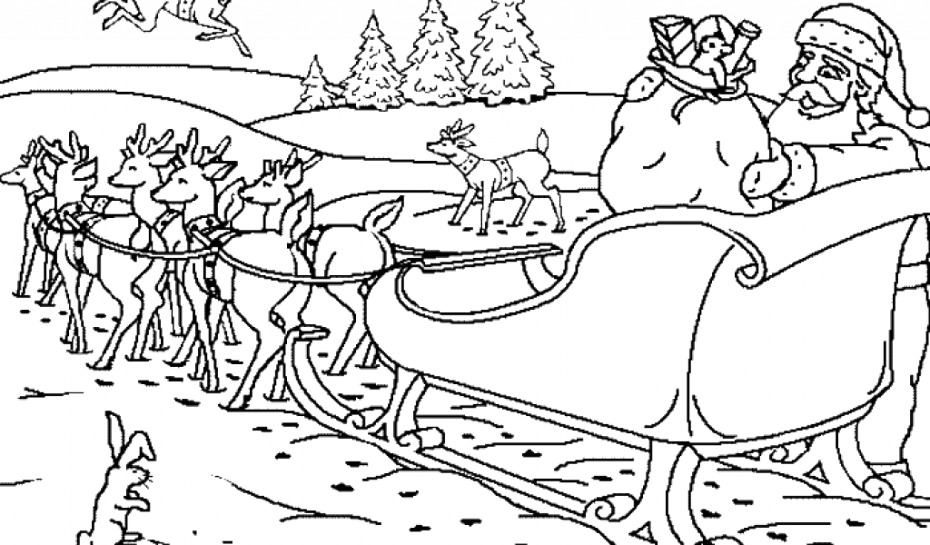 Santa And Reindeer Coloring Pages Printable - Coloring Home