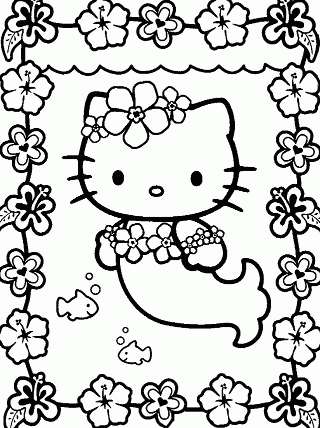 Hello Kitty Mermaid - Coloring Pages For Kids And For Adults - Coloring