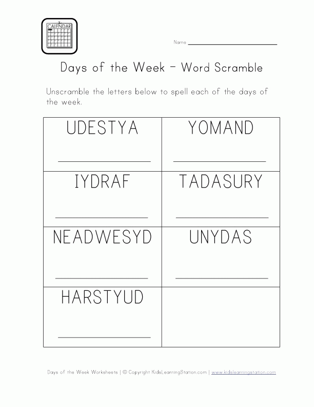 Craftsmanship Free Coloring Pages Of Days Of The Week Chart ...