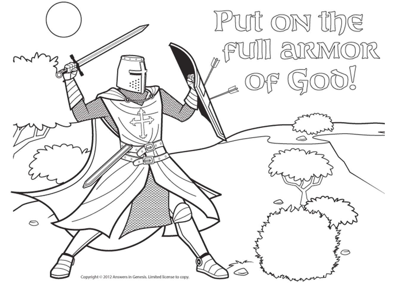 418 Unicorn Armor Of God For Kids Coloring Pages with Printable