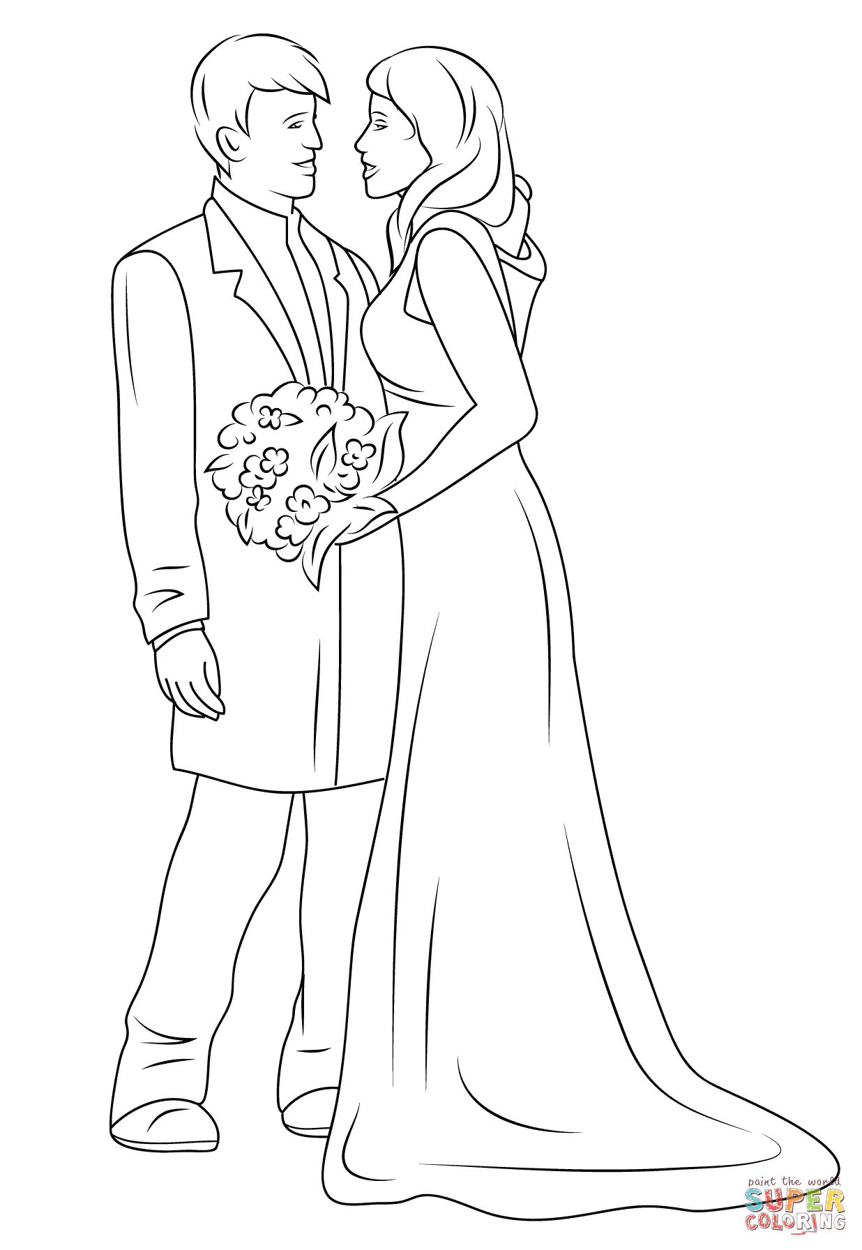 Wedding Couple coloring page | Free Printable Coloring Pages