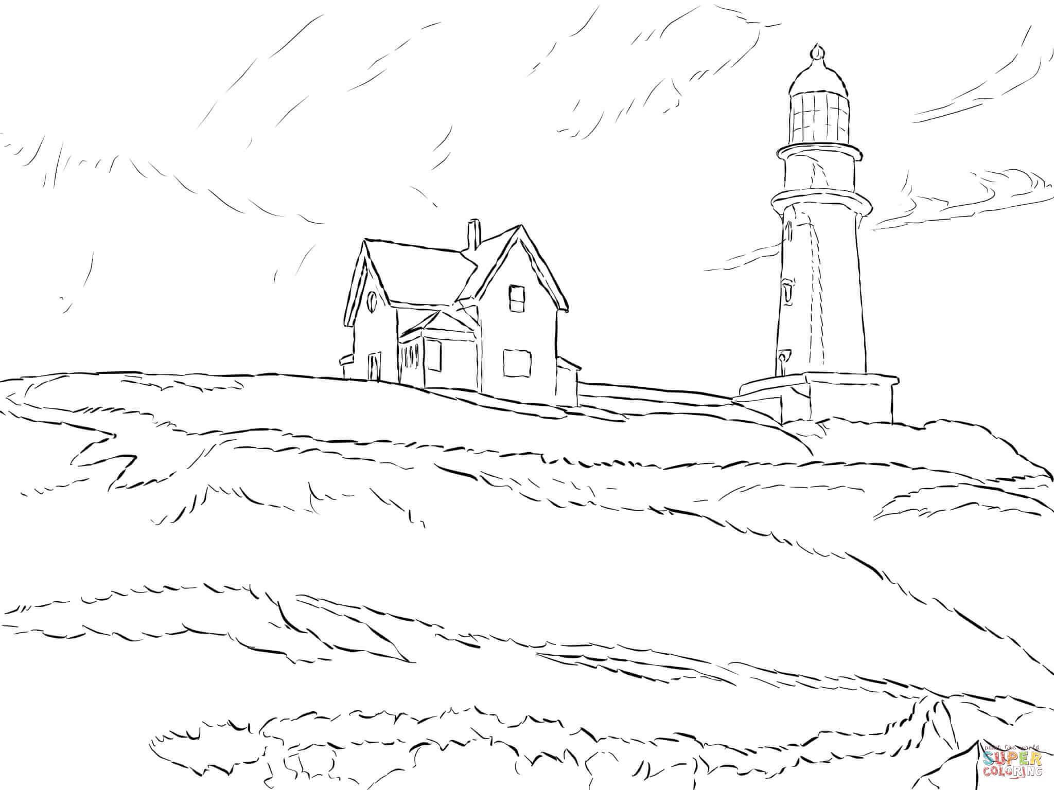 Lighthouse Hill by Edward Hopper coloring page | Free Printable ...