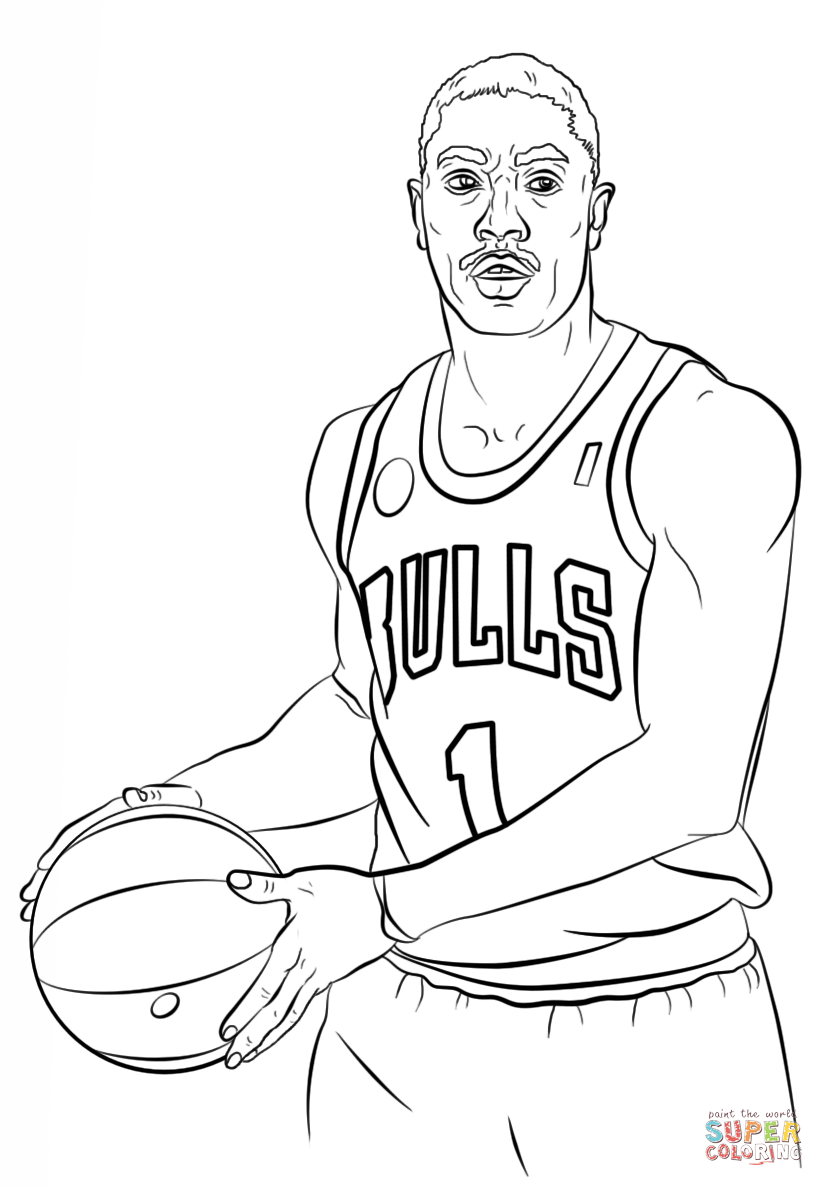 Derrick Rose Coloring Page Free Printable Pages Basketball Players