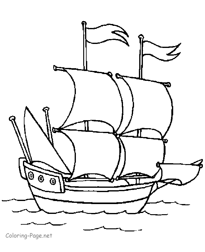Boat coloring book pages - Columbus's ship