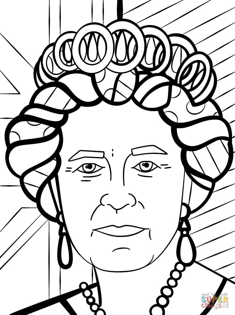 Queen Elizabeth by Romero Britto coloring page | Free Printable ...