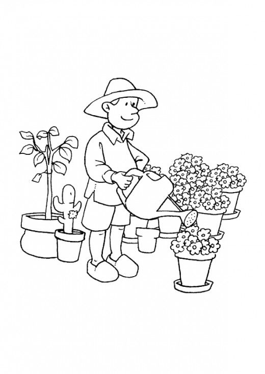Gardener Occupations Coloring Page| Free Gardener Occupations ...