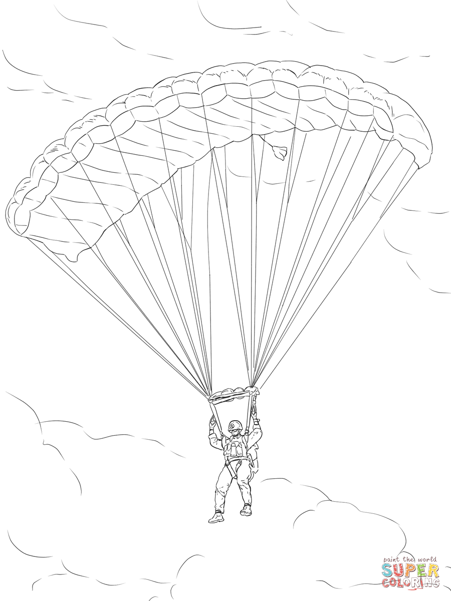 Army Parachute Coloring Page Free Printable Pages