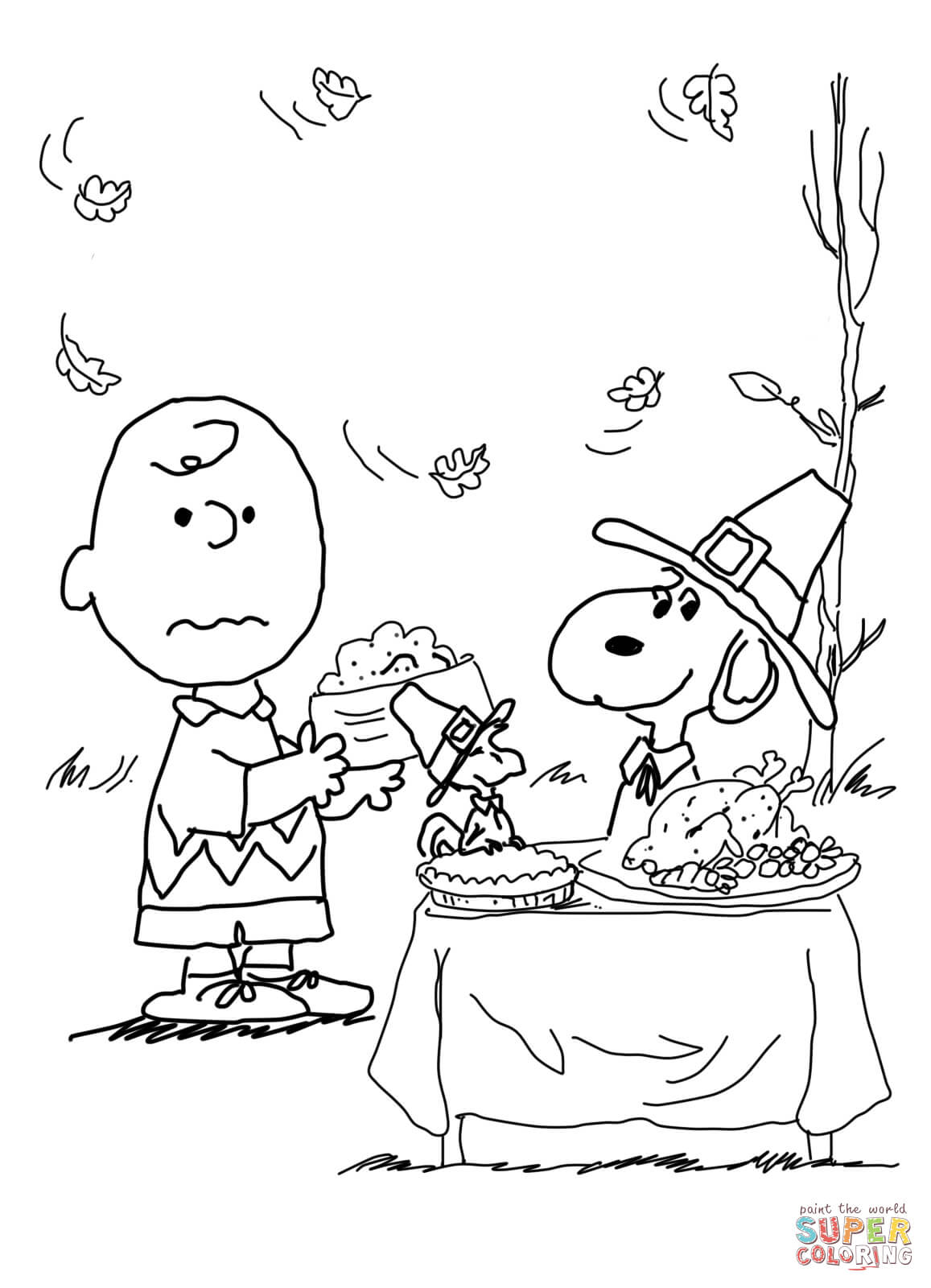 Charlie Brown Coloring Pages Thanksgiving Coloring Home