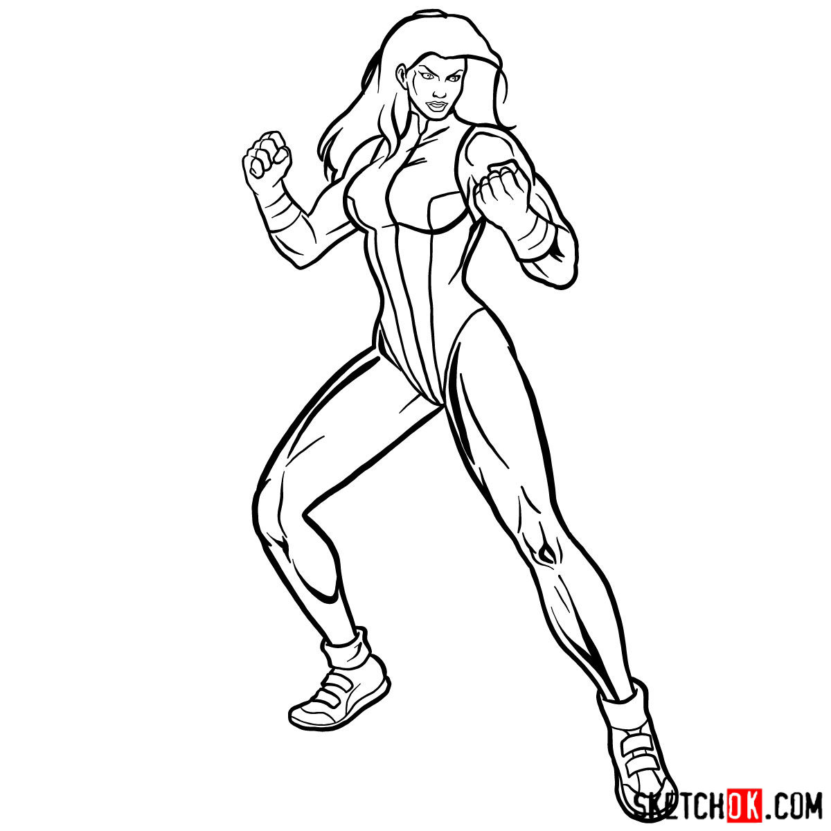 How to draw She-Hulk (Jennifer Walters) from Marvel - Step by step ...