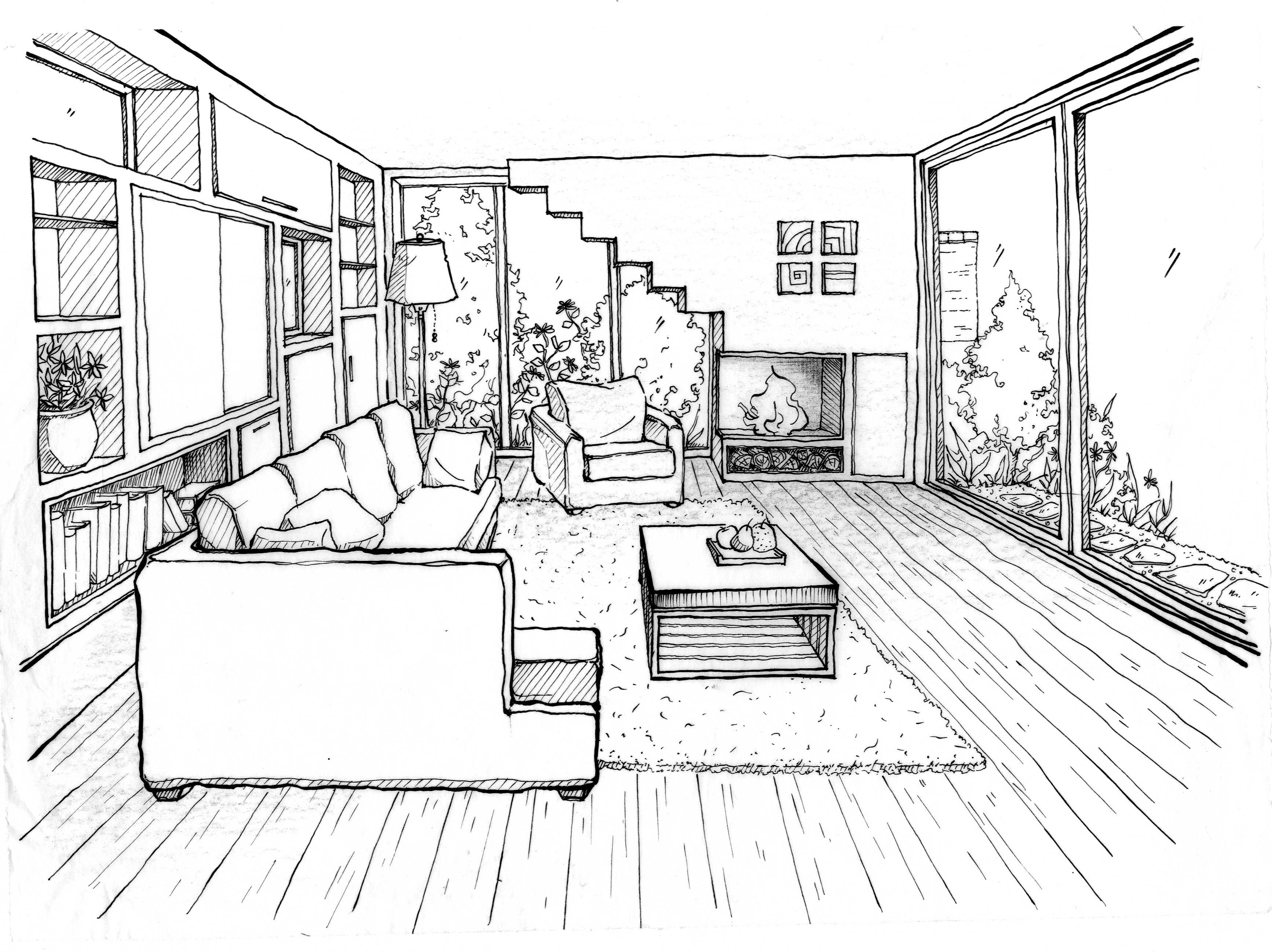 Living room #66374 (Buildings and Architecture) – Printable coloring pages