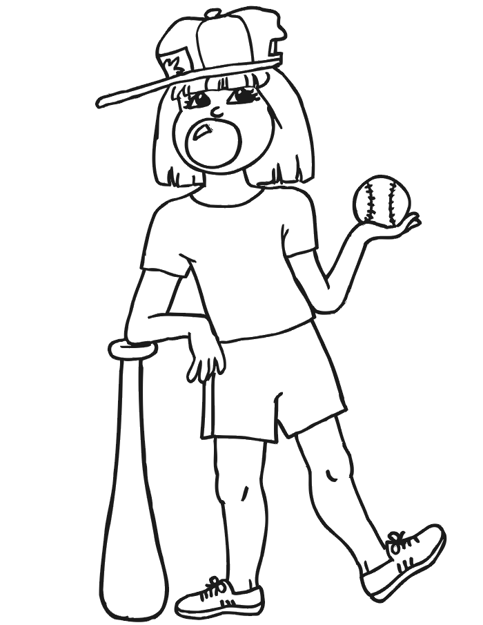 Softball Coloring Page Home Pages Kids Adults Easy