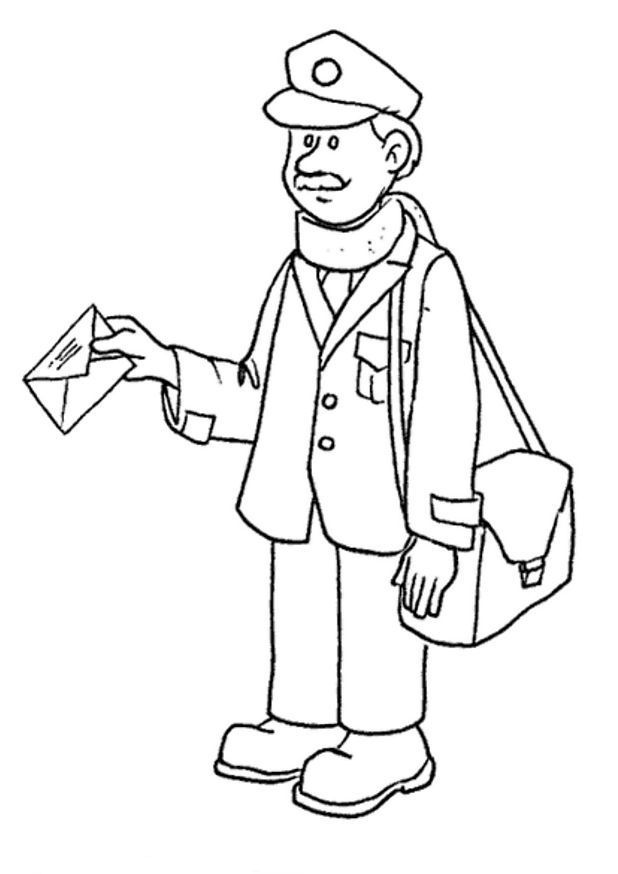 773 Cartoon Mailman Coloring Page with Printable