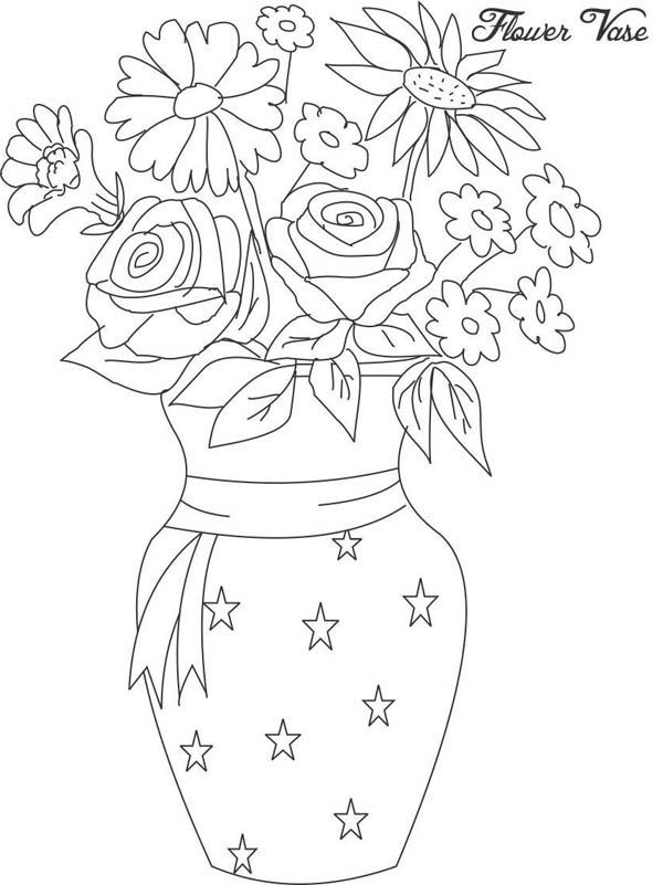Flower in Vase from Beautiful Flower Bouquet Coloring Page: Flower ...