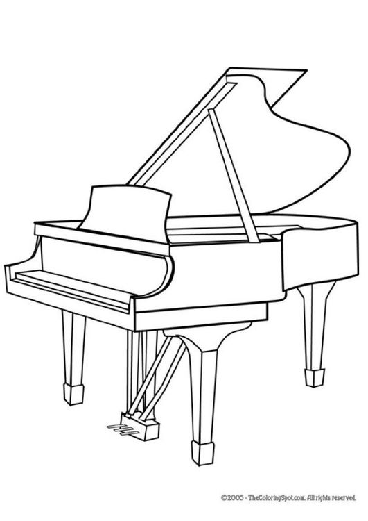 Coloring page grand piano in 2019 | Drawing piano, Musical ...