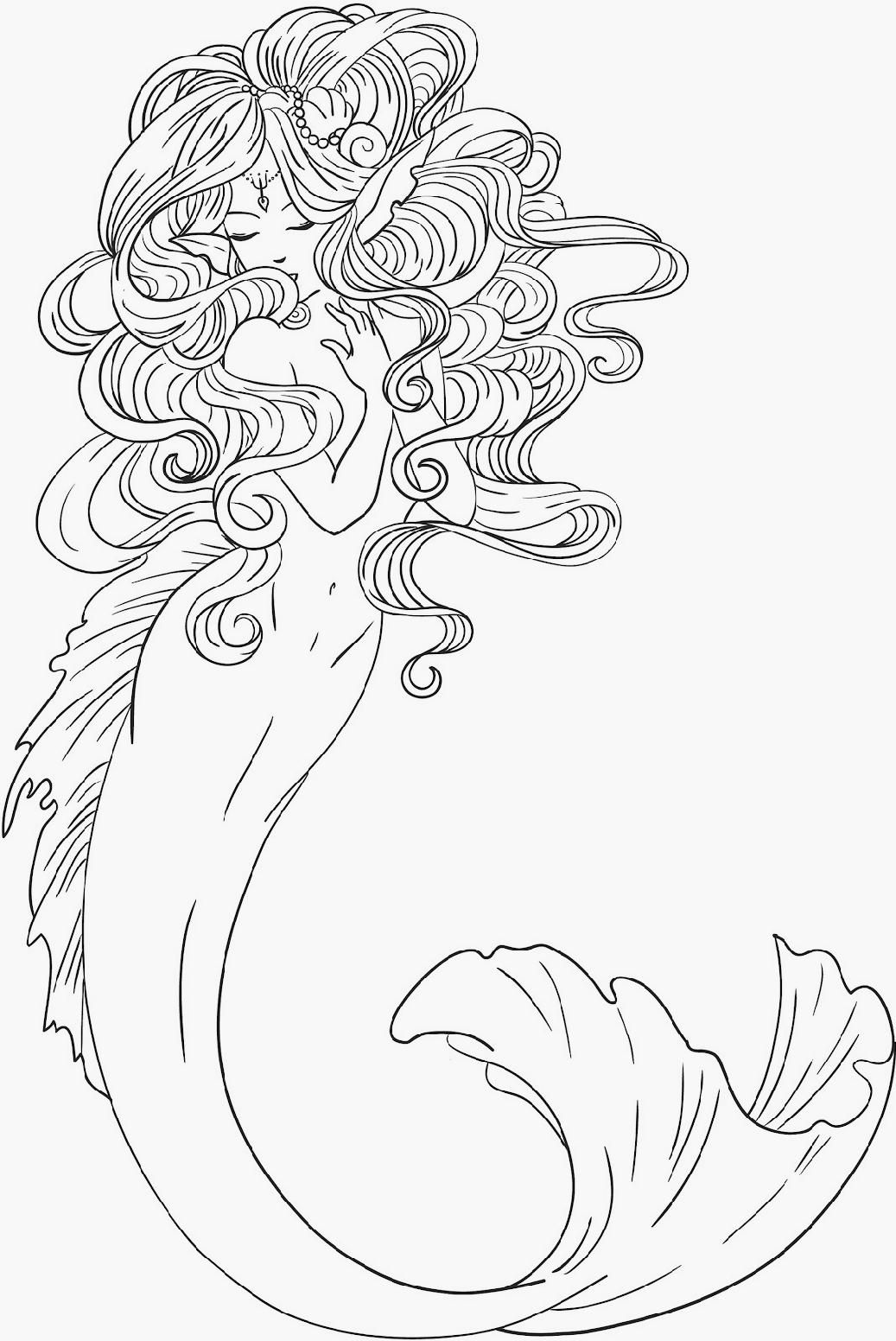 Free Printable Coloring Pages For Adults Mermaids Coloring Home
